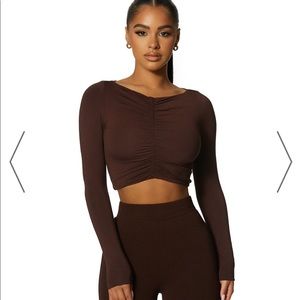 NAKED WARDROBE SMOOTH VIBES CROP TOP Size XS